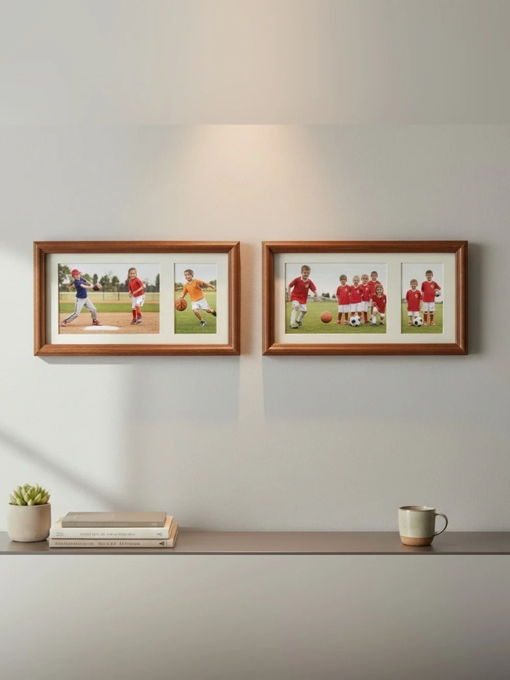 Pair of Connoisseur Wooden Matted Sports Class Picture Frames 12x6”
